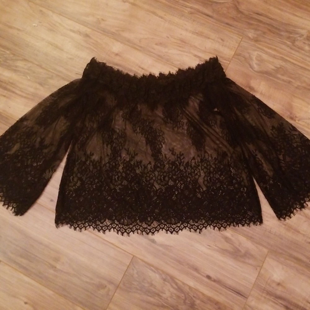 Off the shoulder black lace top